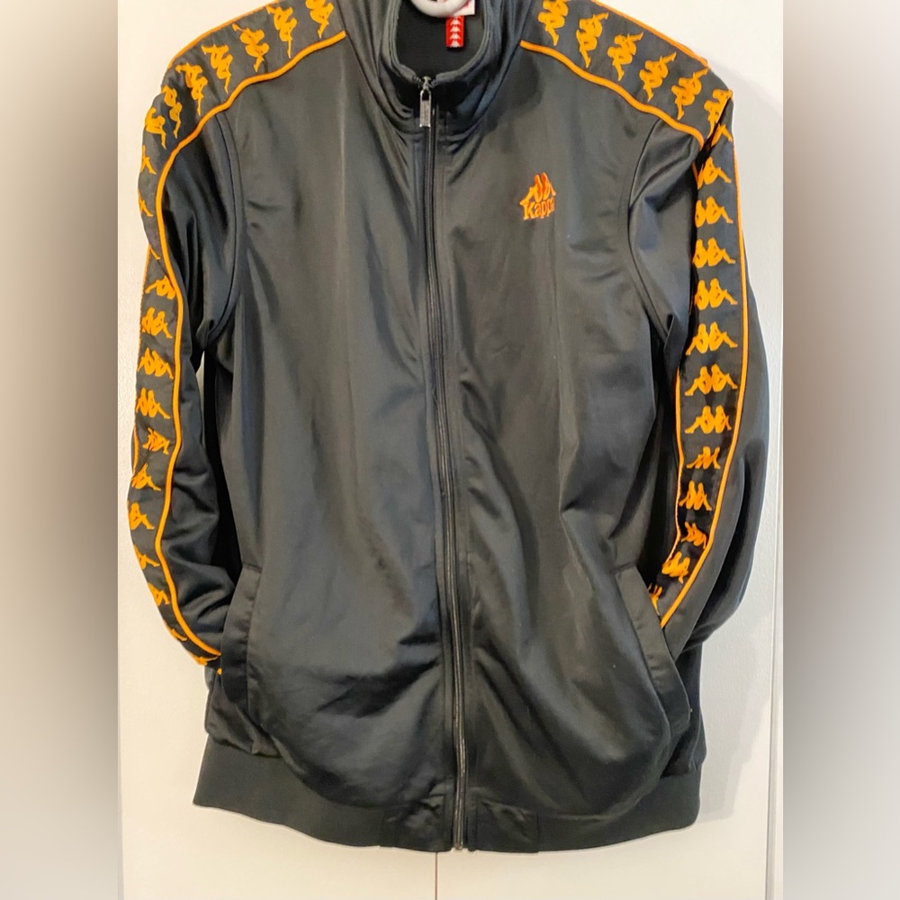 Kappa Men's Black and Orange Track Jacket (L)